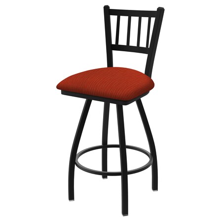 Holland Bar Stool Co 36" Swivel Bar Stool, Black Wrinkle, Graph Poppy Seat 81036BW021